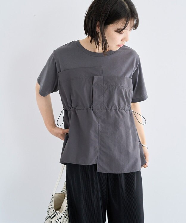 Green Parks ビスチェドッキングドロスト５分袖プルオーバー Khaki