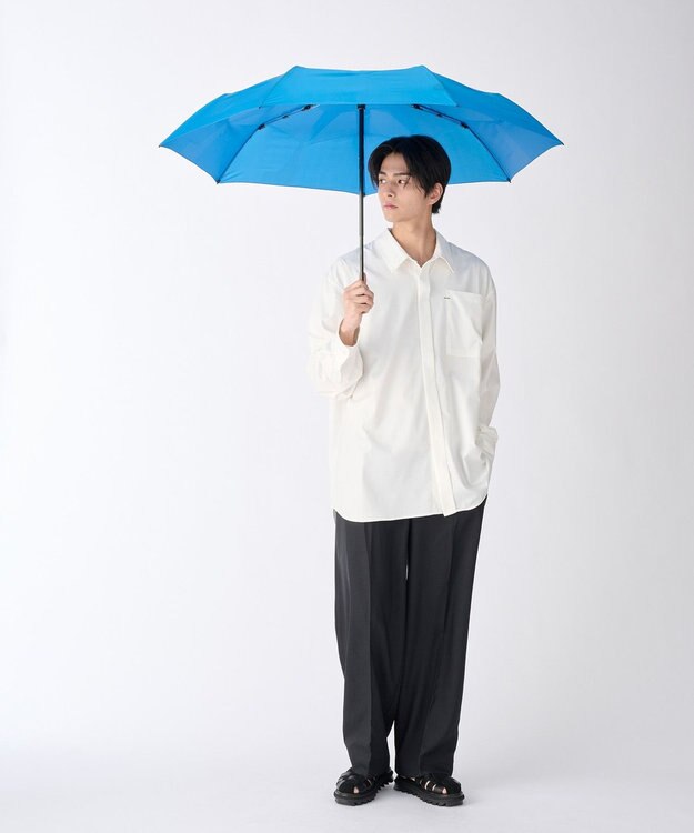 MOONBAT 【3秒でたためる傘/耐風】urawaza 無双(ウラワザ ムソウ)  折りたたみ傘 無地  58cm ターコイズブルー