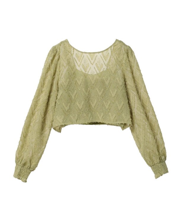 earth music&ecology ＳＥＴ２点カットジャカードカーディガン＋ビスチェ Lime Green