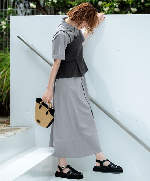 23区 S 【CLASSY.コラボ】ビスチェコンビ シャツワンピース ライトグレー×スレート