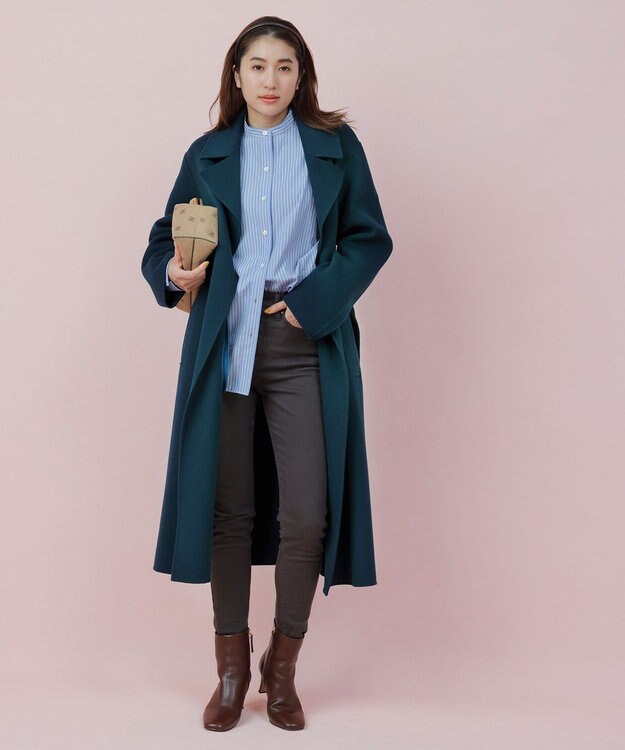 ICB ウールリバー ロングトレンチコート パイングリーン系