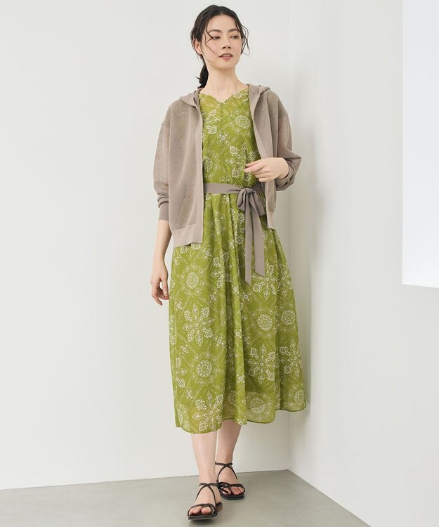 自由区 S 【カタログ掲載】ロータスタイルプリント ワンピース ピスタチオ