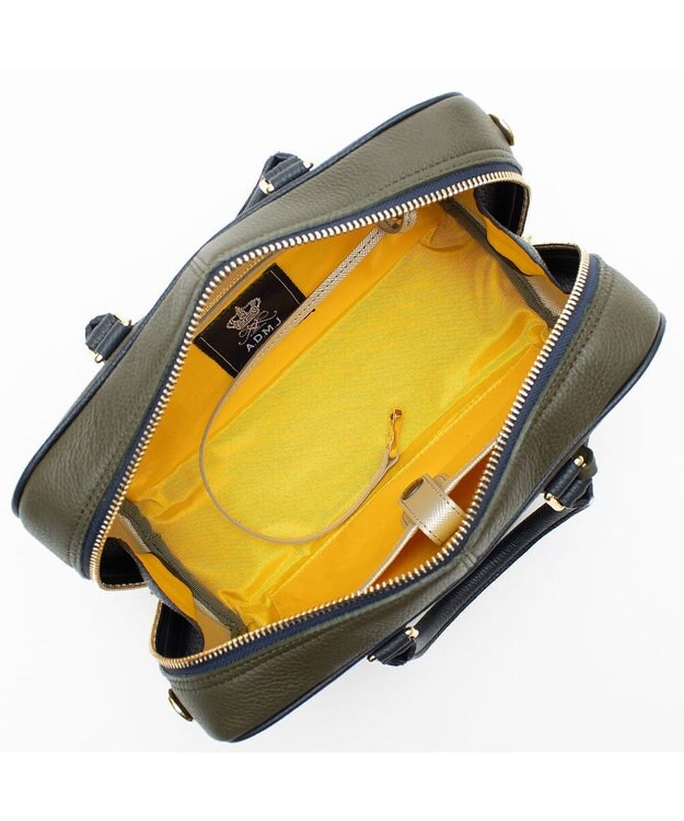 A.D.M.J. 【牛革】モーツァルト/バイカラーボストン25cm(ショルダーストラップ付) FOREST×MARINE