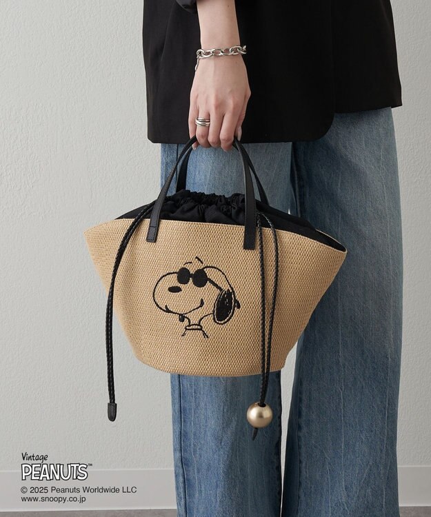 russet 【2025SS】《PEANUTS×russetコラボ第二弾》カゴトートバッグ小(CE-1515) Ivory