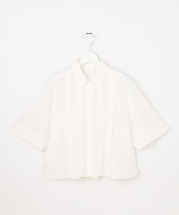 自由区 L 【涼感シアー】スラブボイルタック ブラウス オフ