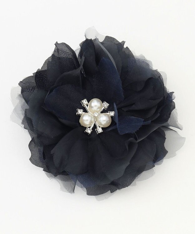 ANY パールフラワーコサージュ ネイビー