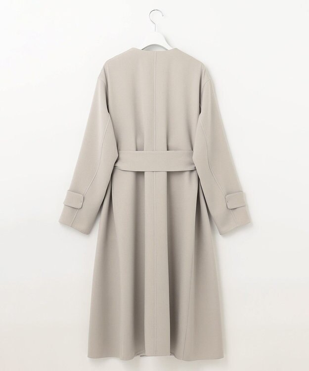 自由区 【洗える】ライトダブルクロス ノーカラーコート サンドベージュ