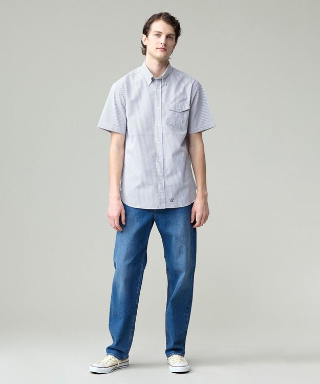 J.PRESS MEN 風が通るシアサッカーの清涼感【吸水速乾 / 高通気性】【クールマックス】サッカーストライプ シャツ / B.D. ベージュ系1