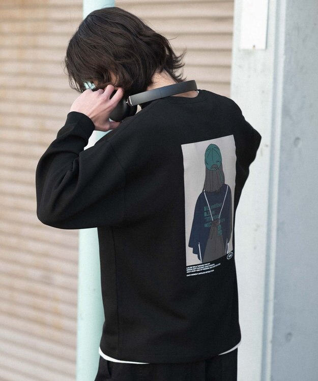 WEGO 【ユニセックス着用ITEM/MLサイズ展開】ガールプリントT（LS） ブラック