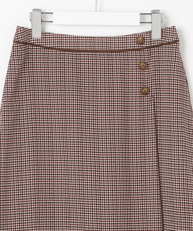 J.PRESS LADIES デシンハウンドトゥースプリント スカート ブラウン系