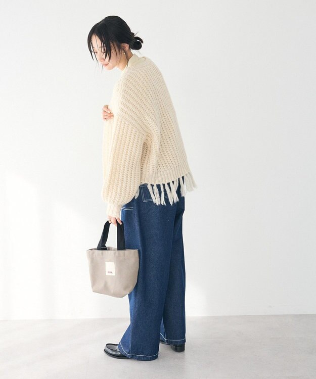 CRAFT STANDARD BOUTIQUE 洗える/フリンジニットカーディガン Ivory