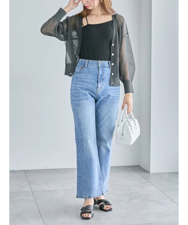 Te chichi Levita14GVネックカーディガン チャコールグレー