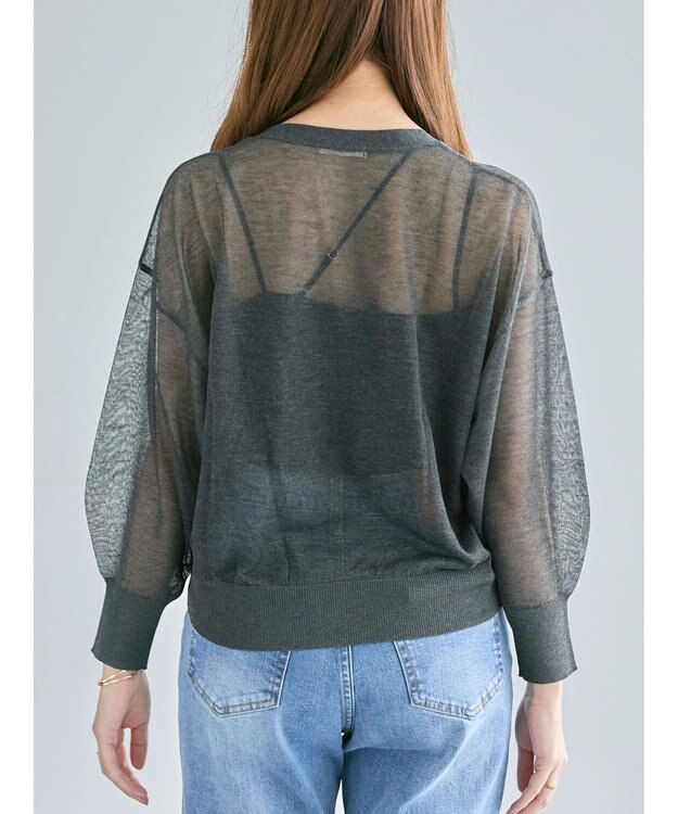 Te chichi Levita14GVネックカーディガン チャコールグレー