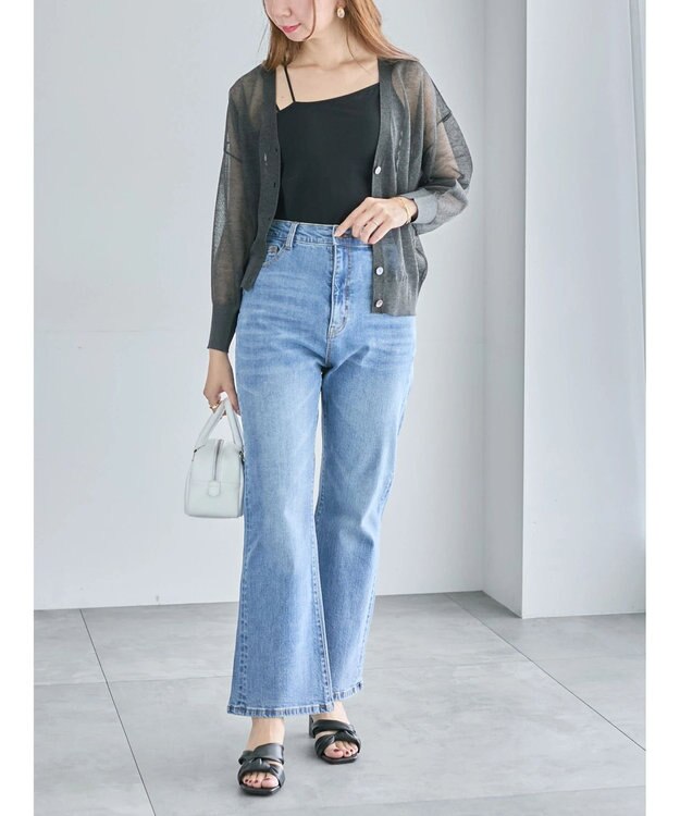 Te chichi Levita14GVネックカーディガン チャコールグレー