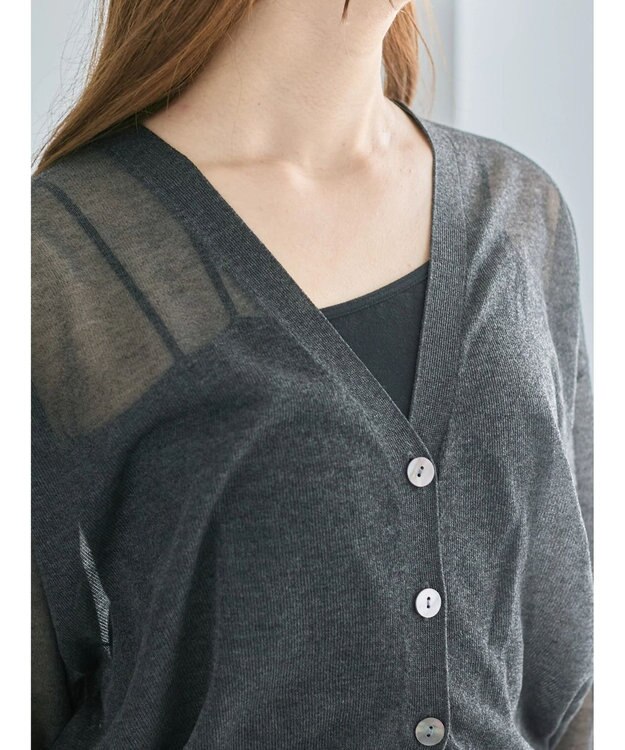 Te chichi Levita14GVネックカーディガン チャコールグレー