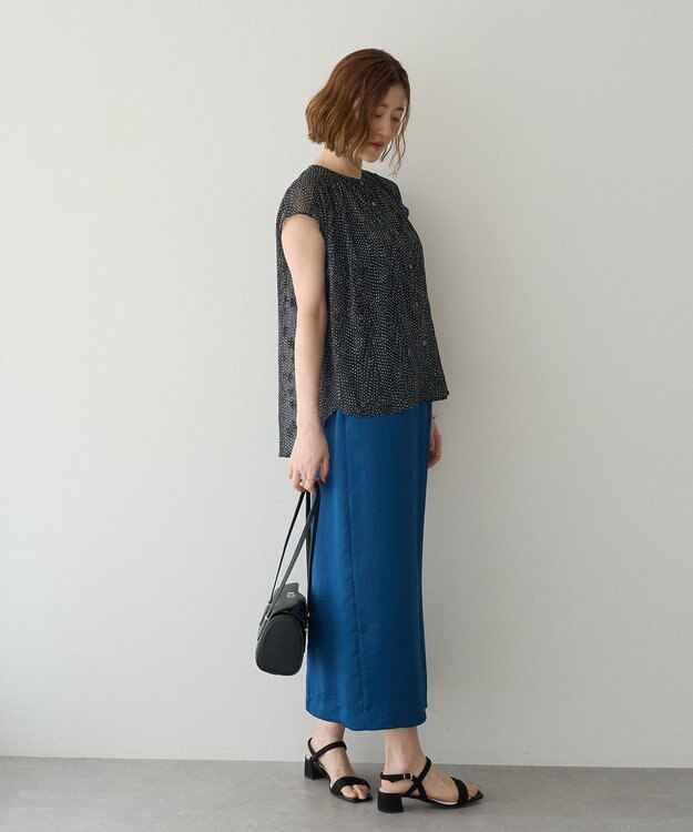 YECCA VECCA シアードット柄ブラウス Black