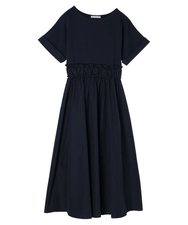 Green Parks armonia.異素材切替ドルマンワンピース Navy