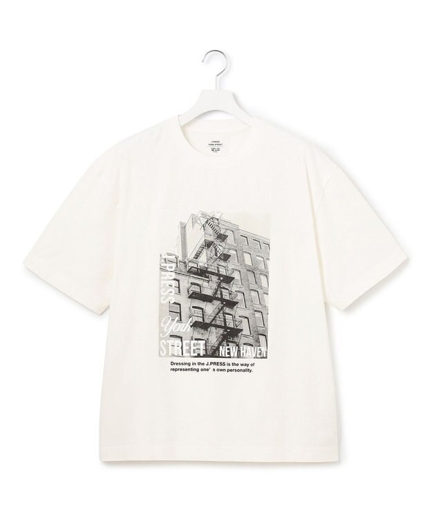 J.PRESS YORK STREET 【UNISEX】フォトプリントTシャツ ”New Yourk street” ホワイト系