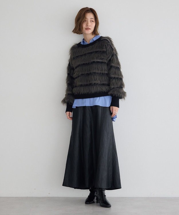 YECCA VECCA レザーライクマーメイドスカート Black