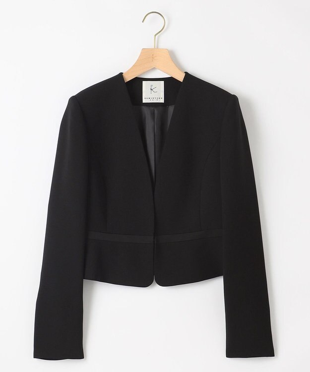 組曲 NOIR 【洗える】ウォッシャブルストレッチバックサテン ジャケット＋ワンピース ブラック系