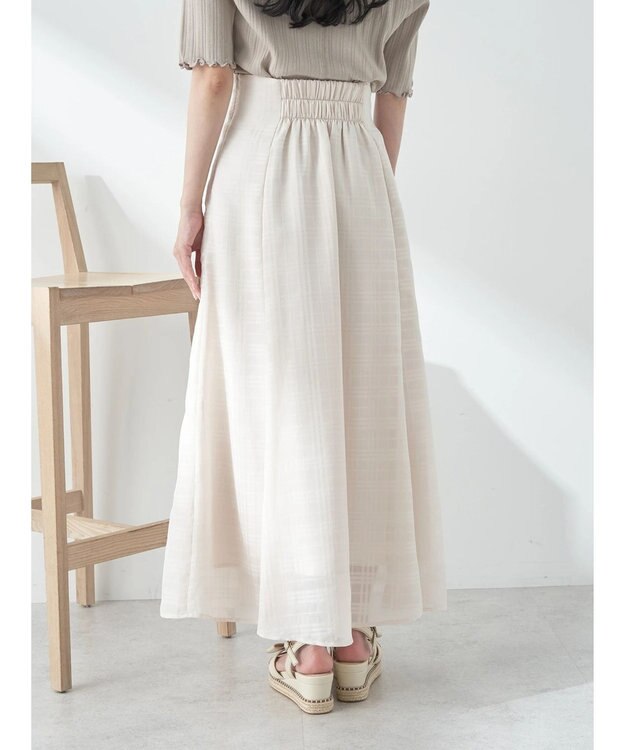earth music&ecology シアーチェックフレアスカート Ivory