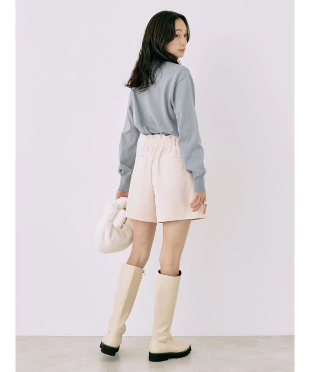 earth music&ecology バックボタンクルーネックニットプルオーバー Sax