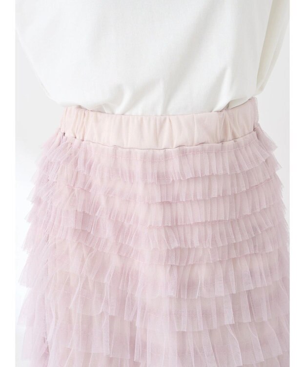 earth music&ecology ティアードフリルチュールスカート Shocking Pink