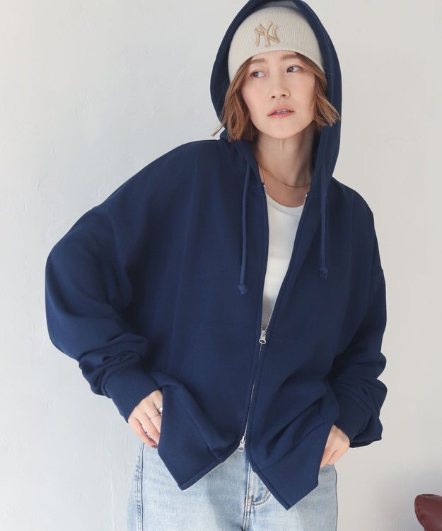 WEGO 【ユニセックス着用ITEM/MLサイズ展開】コンパクトフィットダブルZIPパーカー ネイビー