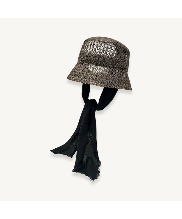 林八百吉商店 un chapeau  スカーフ付きベルハット ブラウン