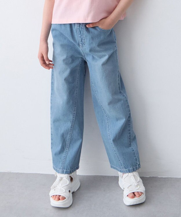 ANY KIDS 【一部店舗/WEB先行販売アイテム】【洗濯機可能】刺繍 ワイドデニムパンツ インディゴ