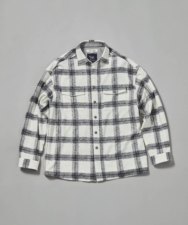JOSEPH ABBOUD MOUNTAIN 【SPACE／UNISEX】フランネルジャージーブロック シャツ ライトグレー系4