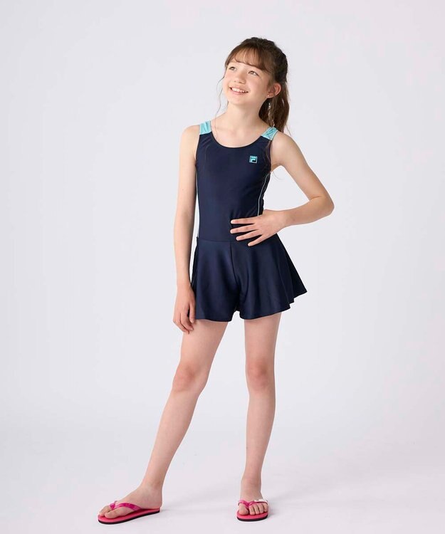 OP／FILA 【FILA】スクールワンピース水着 ネイビー×サックス