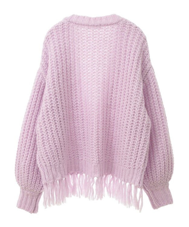 CRAFT STANDARD BOUTIQUE 洗える/フリンジニットカーディガン Purple