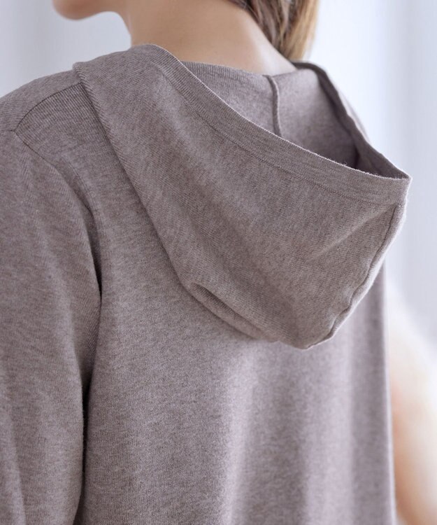 Tiaclasse メランジ配色フーディーニットチュニック モカ