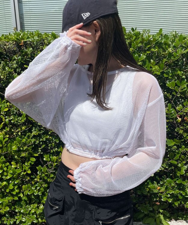 WEGO メッシュサイドドロストトップス ホワイト