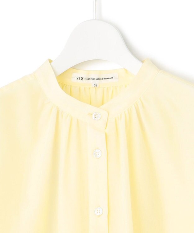 23区 【洗える】シアーコットンシルク ハンカチーフヘム デザイン シャツ ライトイエロー系