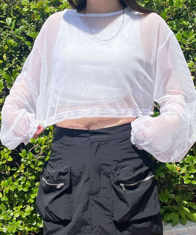 WEGO メッシュサイドドロストトップス ホワイト