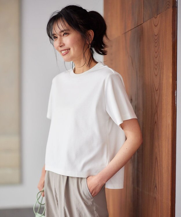 ANY 【接触冷感】クロップド丈半袖Tシャツ オフ