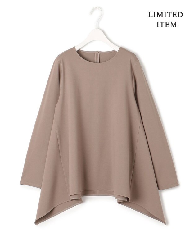 ICB L 【WEB限定・洗える】ヴィスコースストレッチポンチ イレギュラーヘムプルオーバー ブラウン系