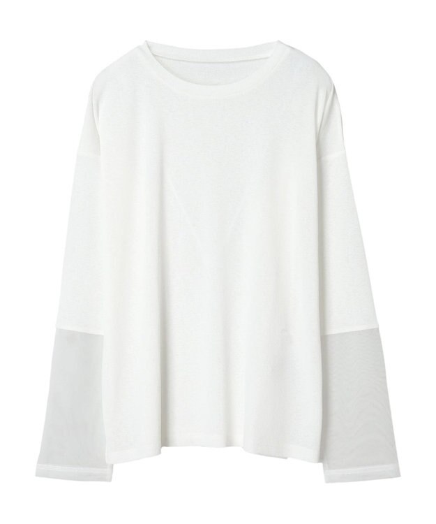 Green Parks 袖チュールドッキングプルオーバー Off White