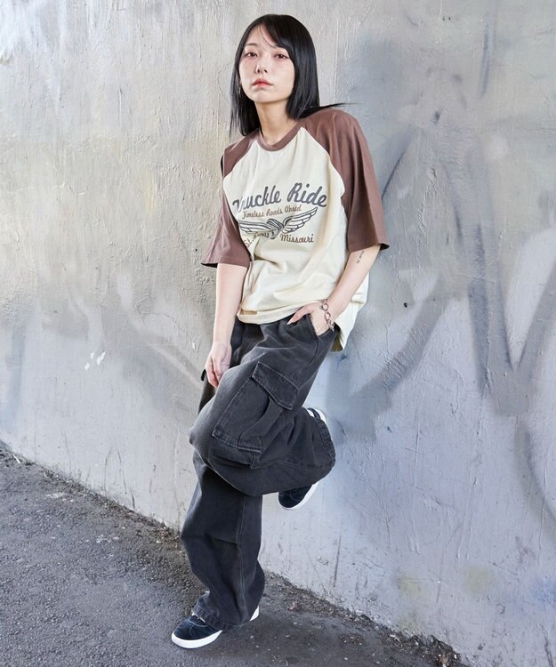 WEGO 【ユニセックス着用ITEM/MLサイズ展開】ヴィンテージライクラグラングラフィックT（SS） ブラウンその他