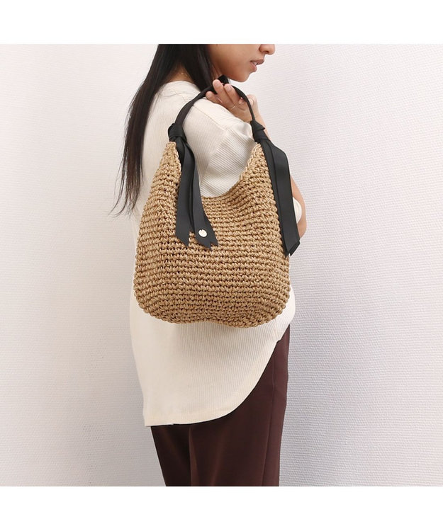 UNBILLION カシュカシュ cachecache / 下がりグログランクロッシェ2wayミニトート ブラック