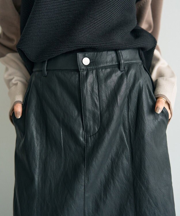 YECCA VECCA レザーライクマーメイドスカート Black