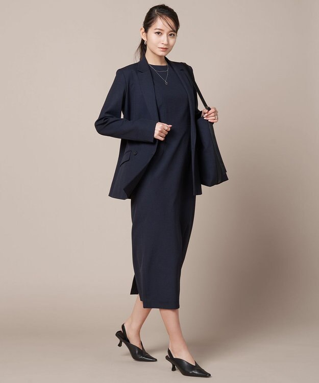 ICB 【接触冷感・UVケア・撥水・洗える】 LooseWeave ノースリーブワンピース ネイビー系