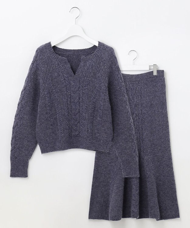 Feroux 【セットアイテム】ケーブルニット セットアップ ネイビー系