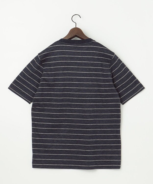 JOSEPH ABBOUD 【清涼感/吸水速乾】リネンハニカムボーダーＴシャツ ネイビー系2