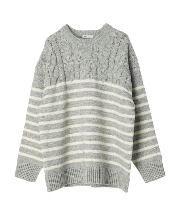 CRAFT STANDARD BOUTIQUE ケーブル×ボーダードッキングプルオーバー Border Gray