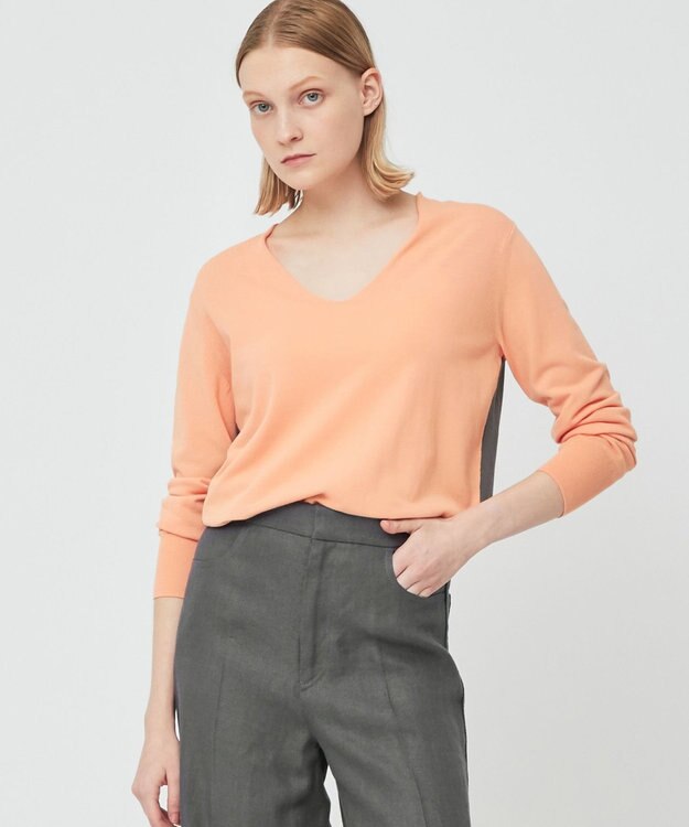 BEIGE， PIERIS / Vネックニット Apricot×Slate