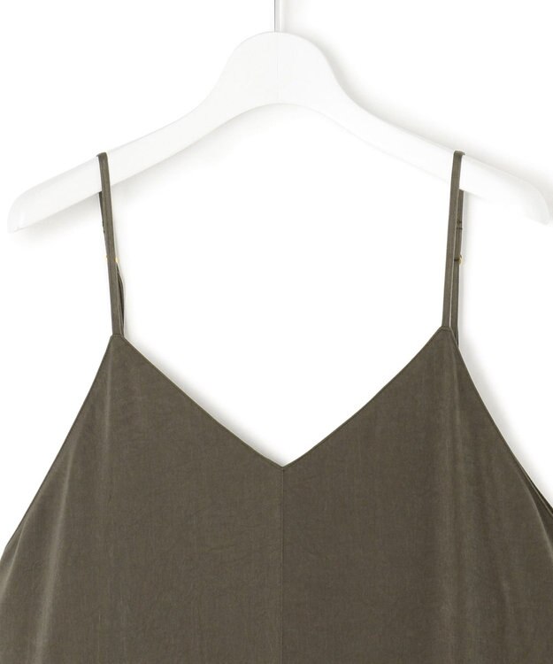 23区 L 【見上愛さん着用/洗える】スエーディーサテン キャミソール ワンピース カーキ系