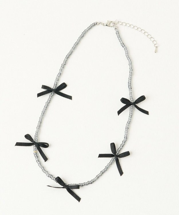 WEGO Lビーズサテンリボンネックレス ブラックその他